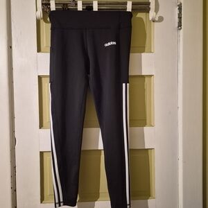 Adidas Climalite Black Leggings with White Side Stripes